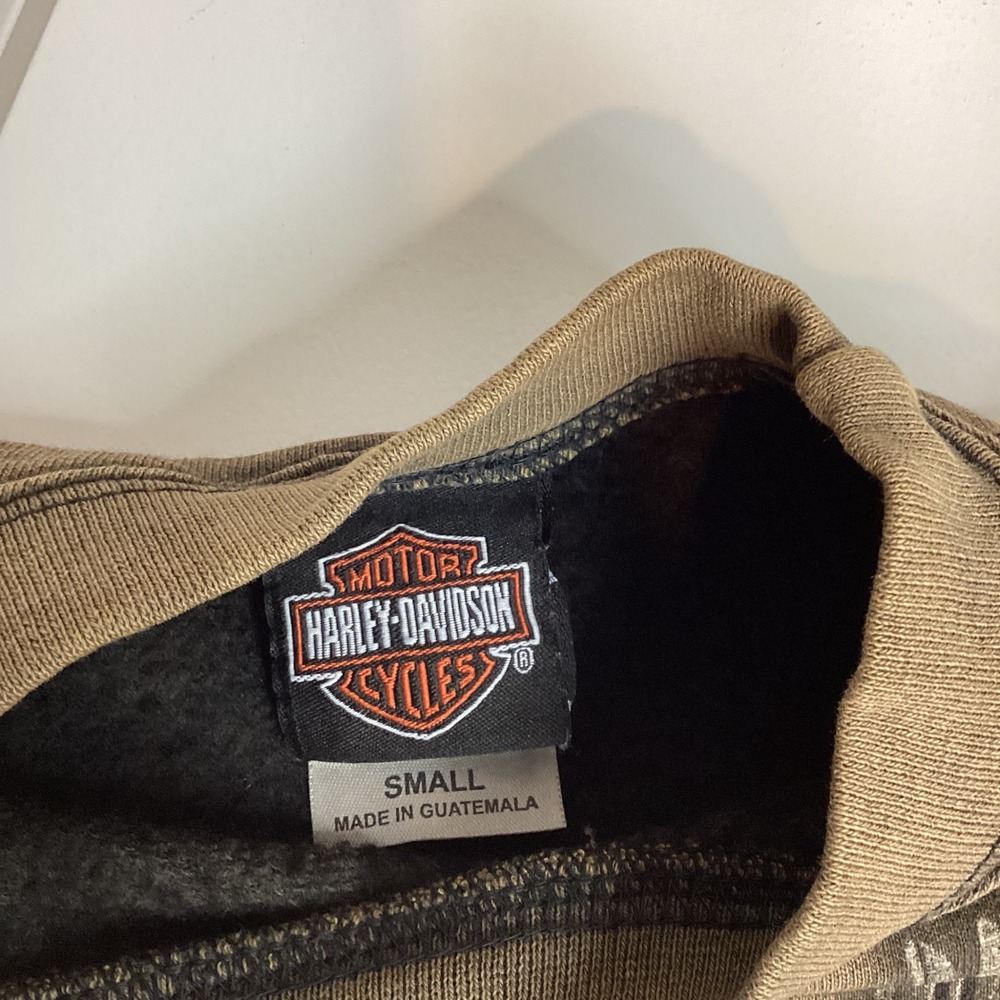 Harley Davidson Sweatshirt Lummus Asheville Brown Acid Wash Eagle Gene Small 108 - Picture 3 of 9